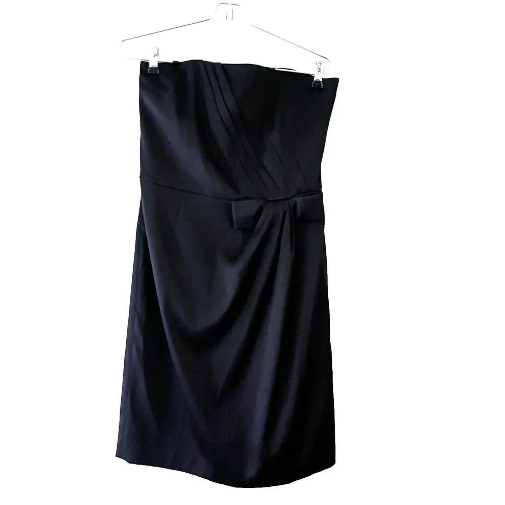 White House Black Market Womens Black Cocktail Mini Dress 8 Strapless NWT LBD